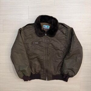 90's Timber King Quilt Lined Brown Bomber Flight Jacket Men's Size XL